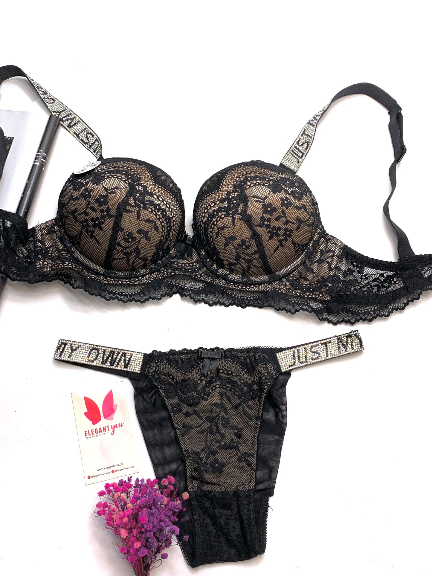 Purple Bridal Padded Pushup Wired Bra set