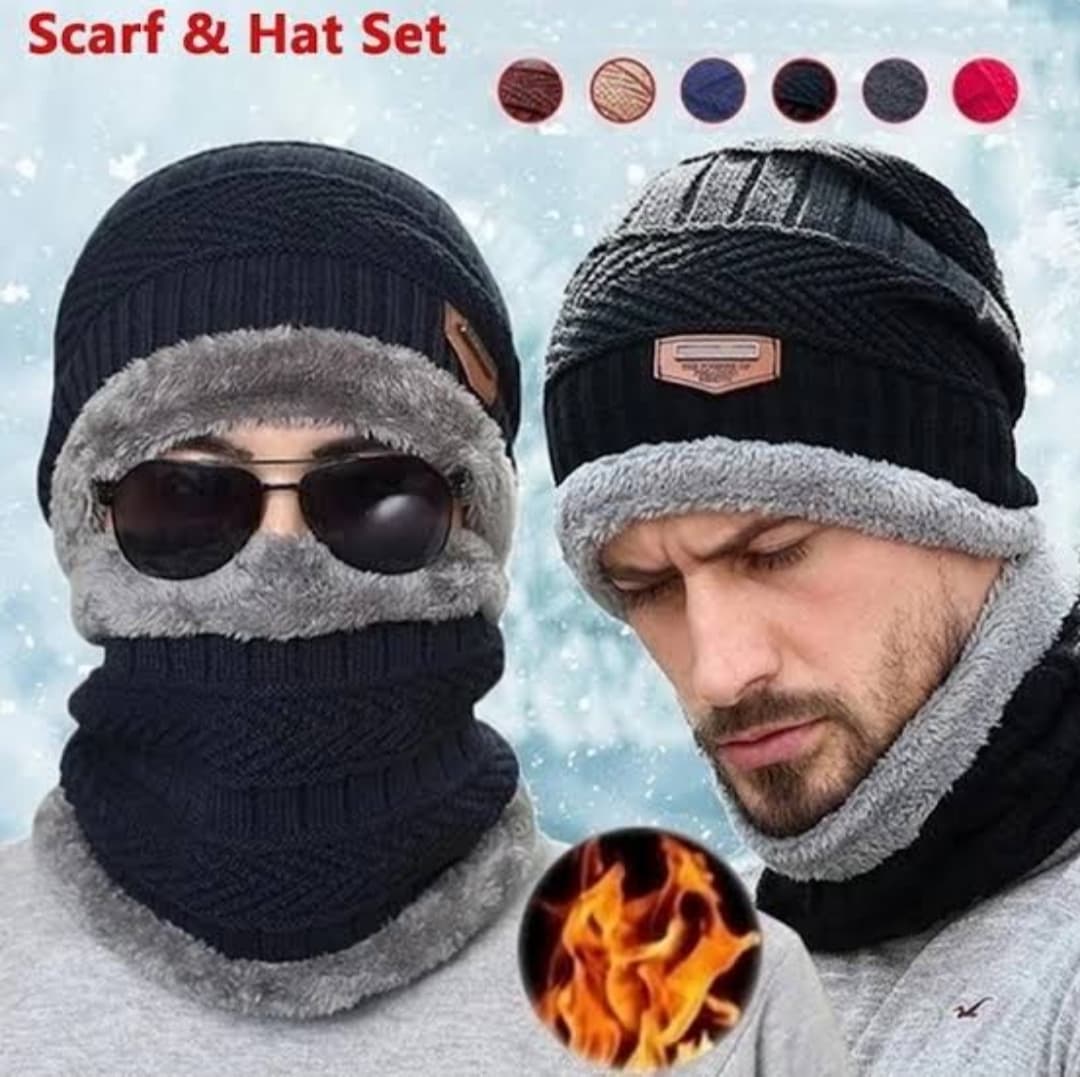 Thermal Fleece Hat Set and Scarf