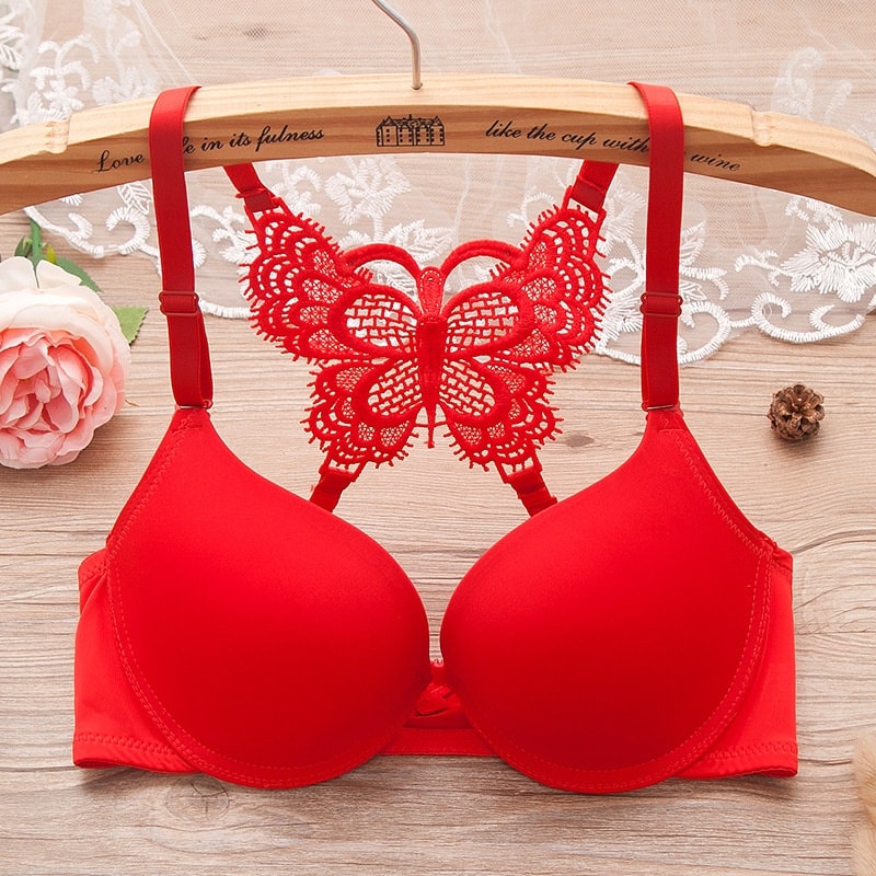 Elegant Butterfly Back Lace Front Open Bra