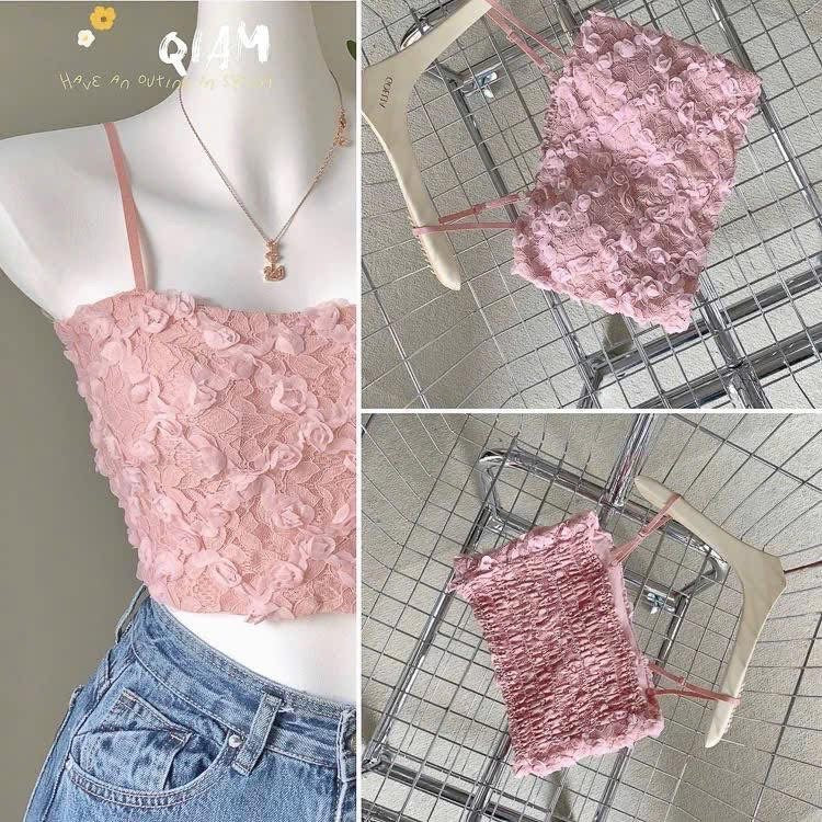 Rose Petals Beaded Style Girls Sling Tank Top Free Size For (30-36)