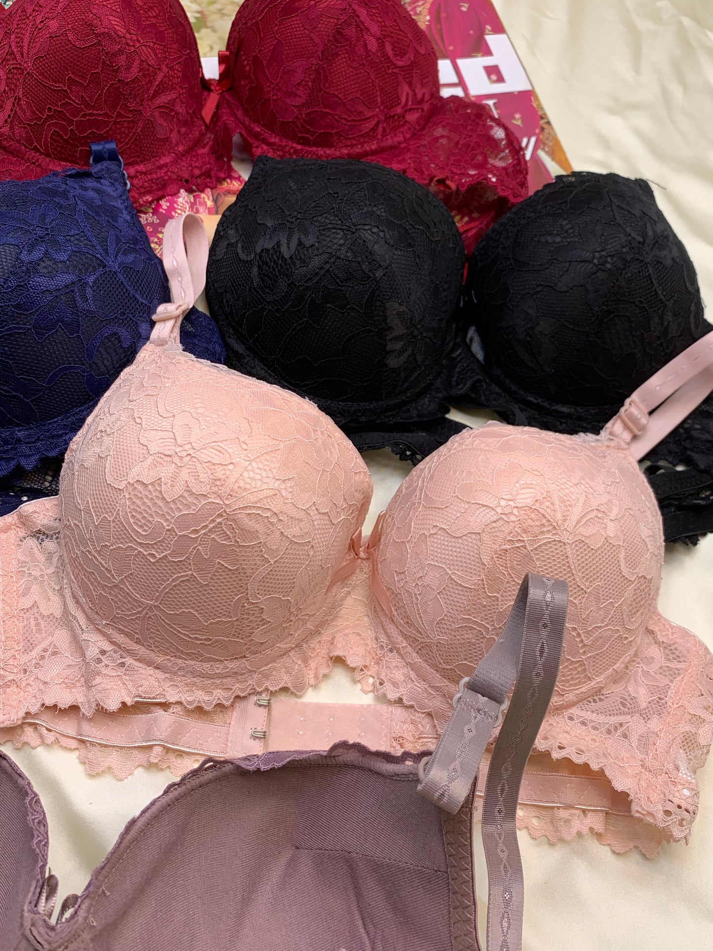 Elegant Double Padded Push-up Lace Bridal Bra