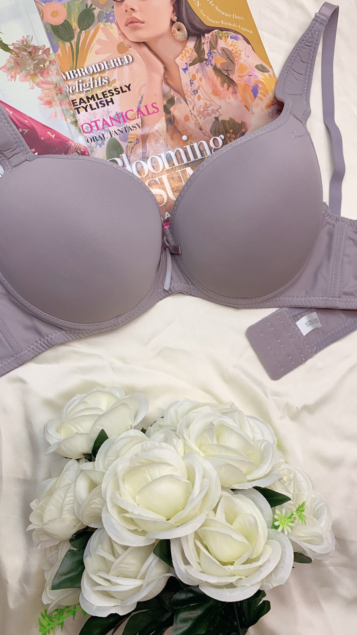 C Cup Plain Thin Pad Push-up Under Wire Bra With Broad Shoulder