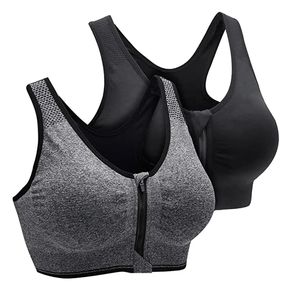 Front Zipper Sports Bra For Gym and Yoga