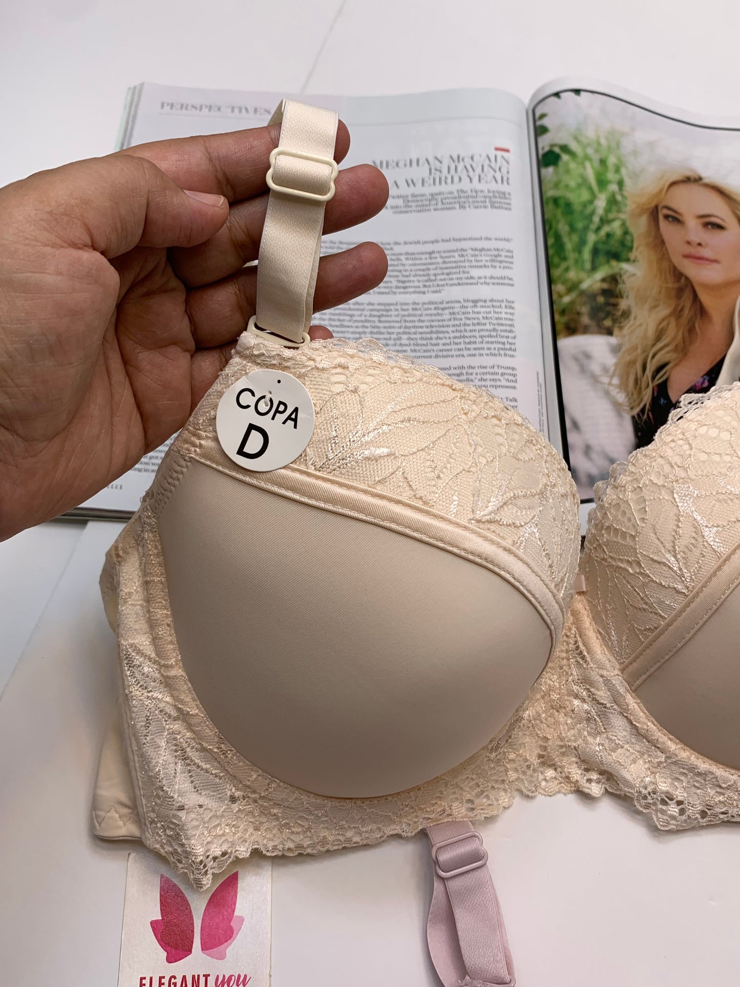 D Cup Size Light Padded Under Wire Half cup lace bra