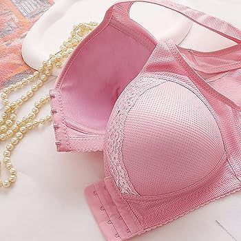 Wide Straps Front Hooks Light Padded Bra With Lace
