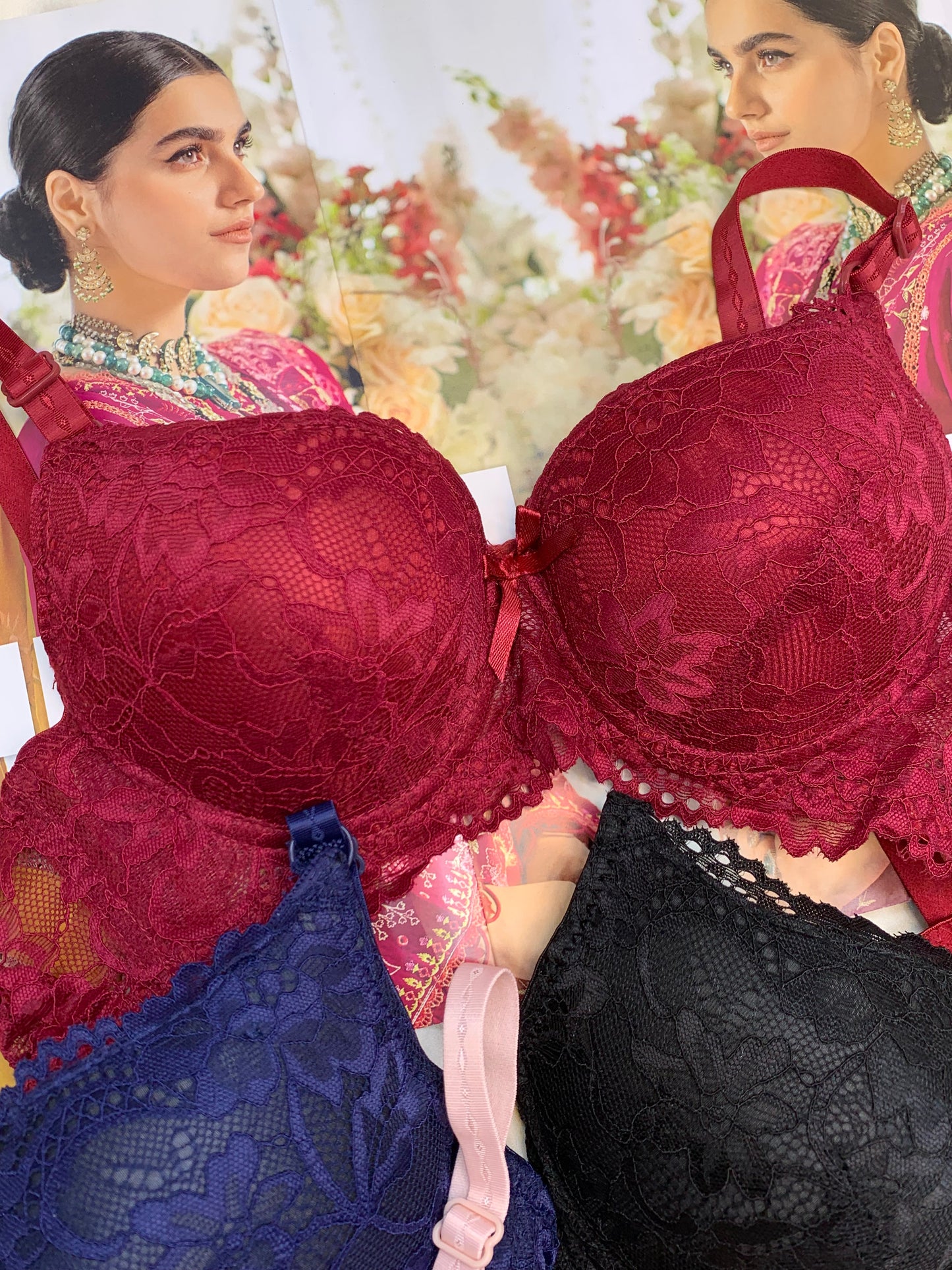 Elegant Double Padded Push-up Lace Bridal Bra