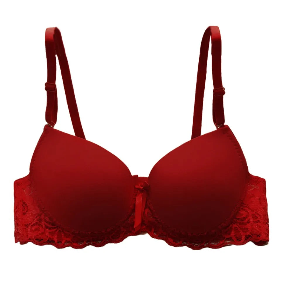 Padded Pushup Underwire Bra With Lace Straps