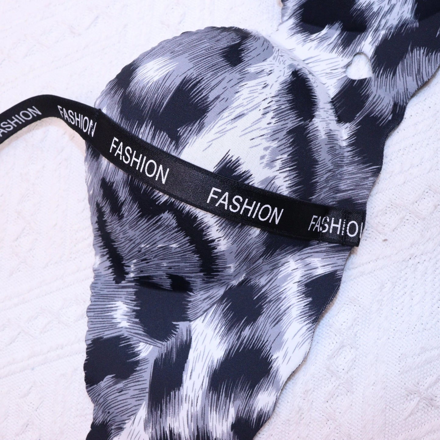 Seamless Animal Pattern Padded Push-up Heart Design Non Wire Half Cup Bra