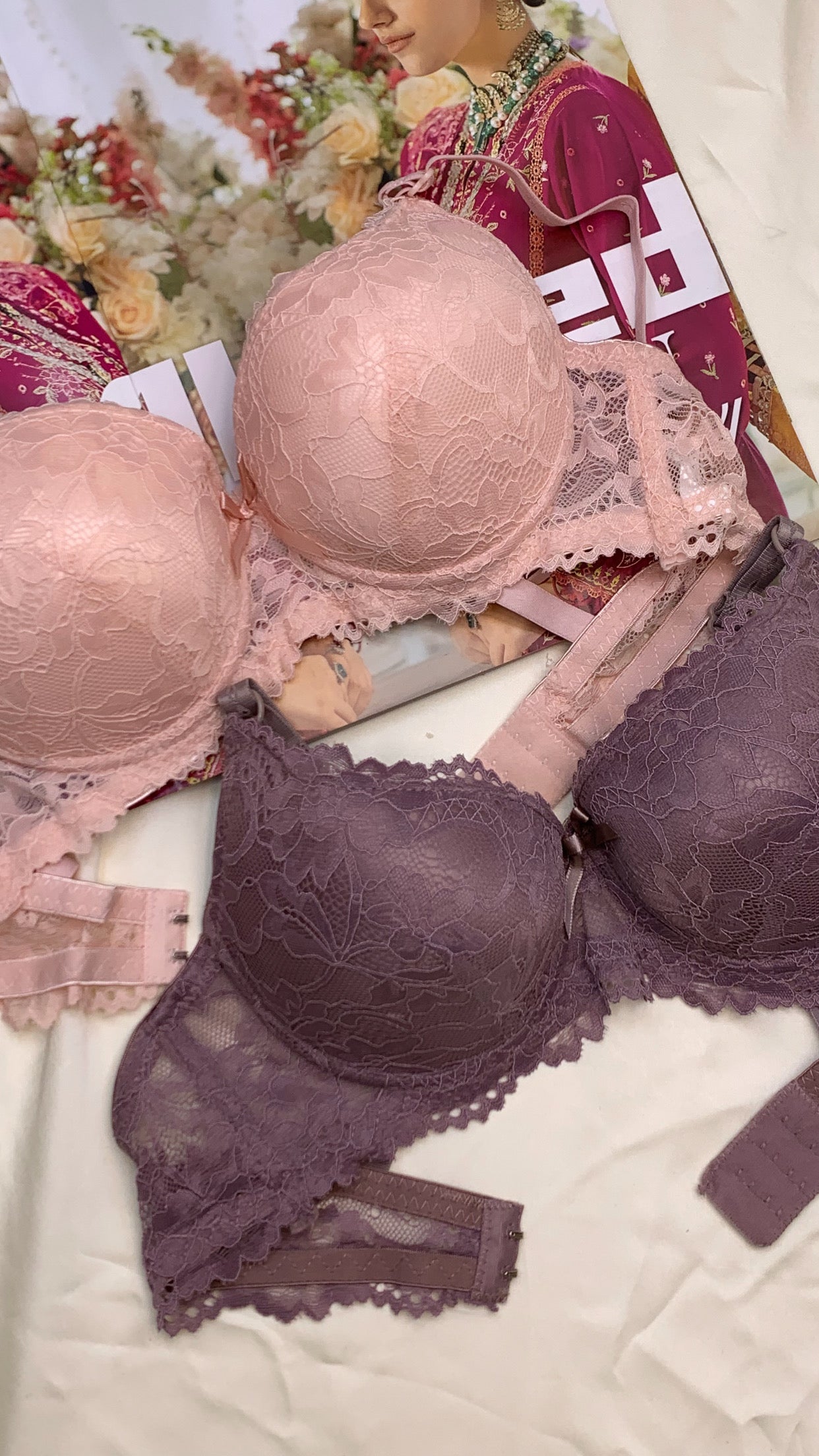 Elegant Double Padded Push-up Lace Bridal Bra
