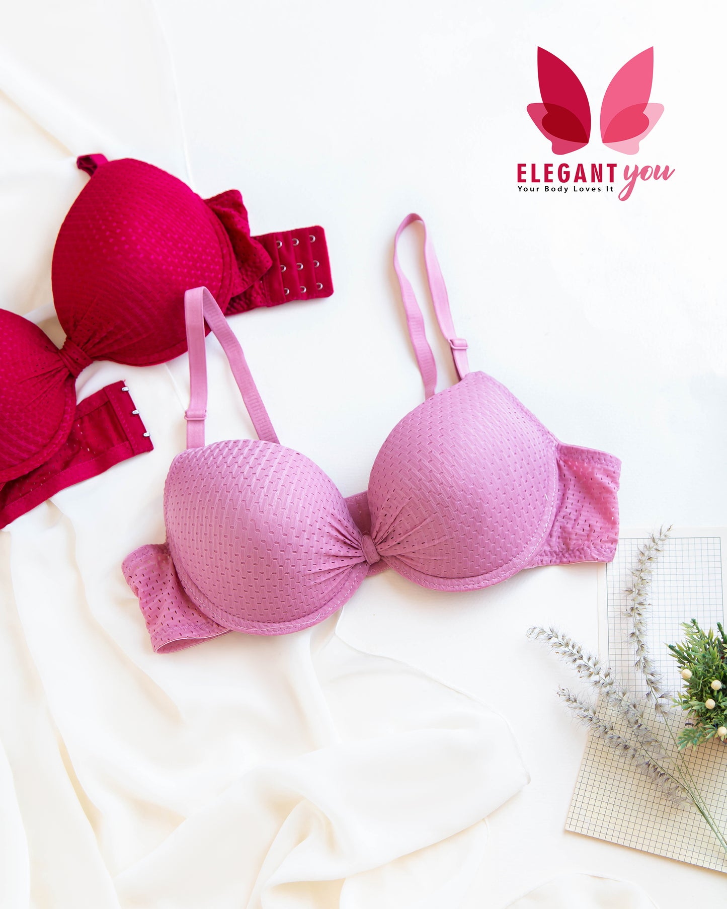 Knot Style Self Print Padded Push-up Bra (163)