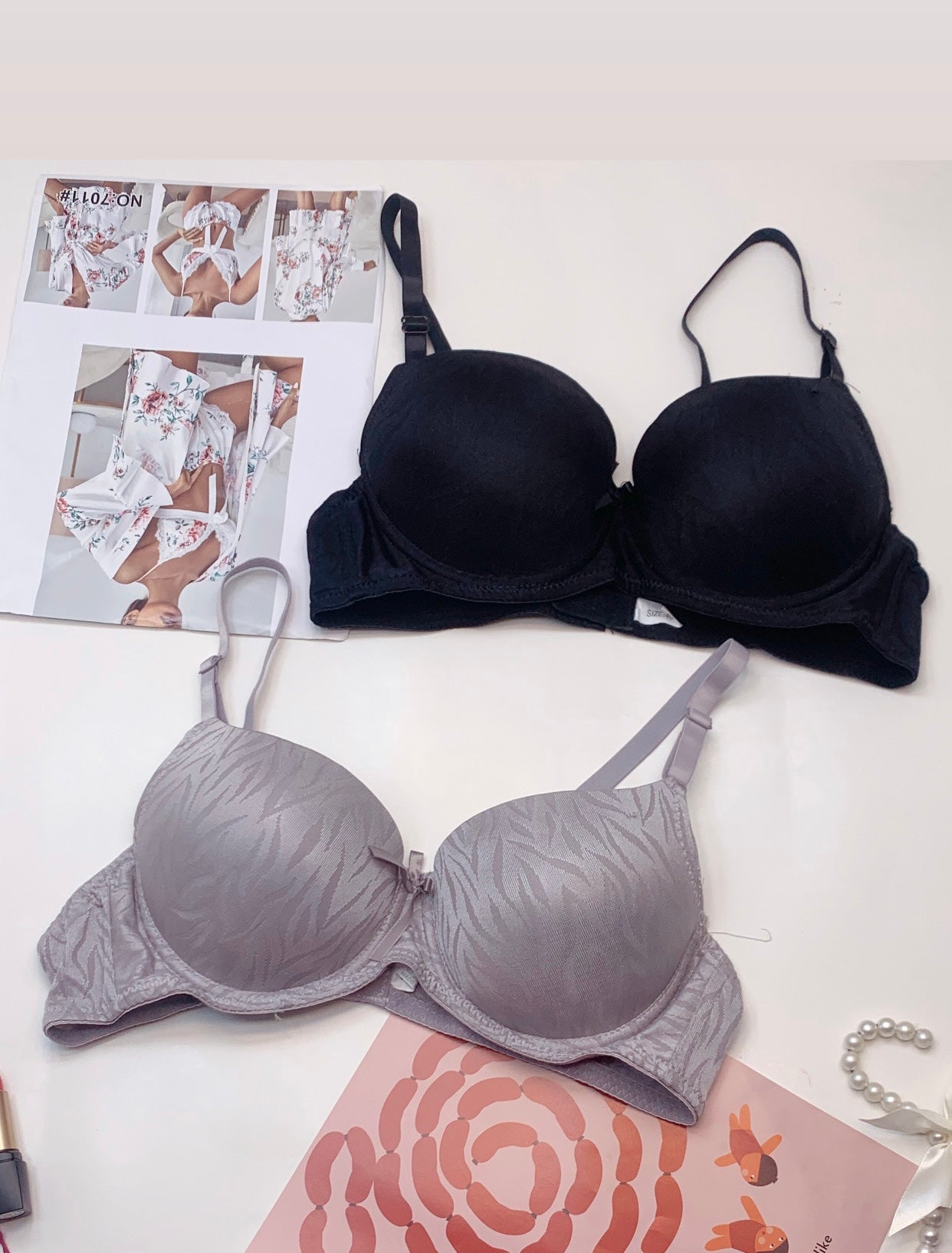 Self Pattern Double Padded Pushup Wired Bra