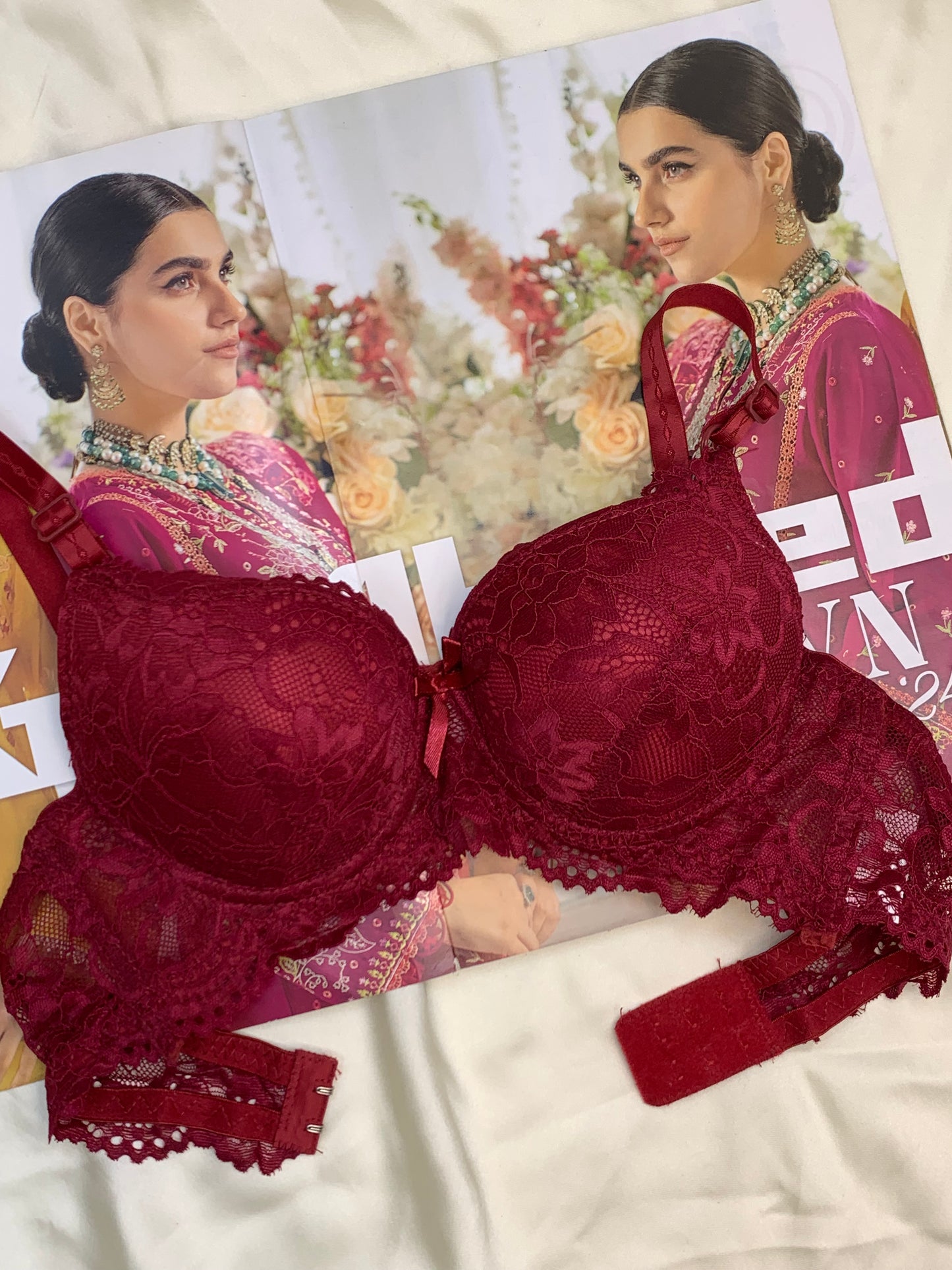 Elegant Double Padded Push-up Lace Bridal Bra