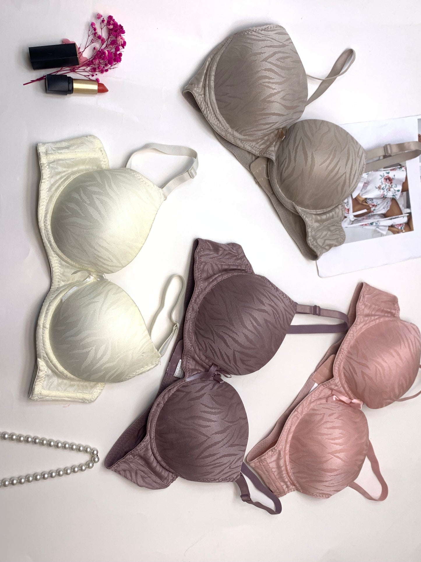 Self Pattern Double Padded Pushup Wired Bra
