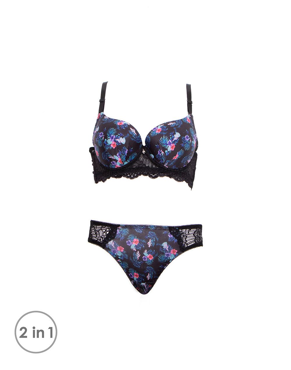 Printed Pushup Underwired Bra and Matching Panty