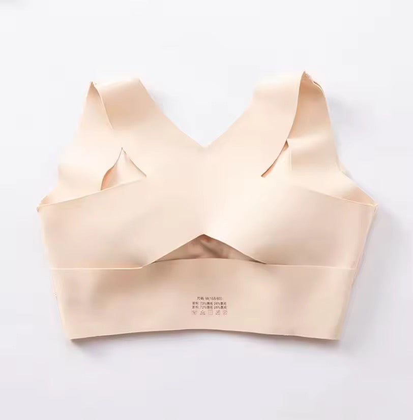 Women Plain Seamless Cross Posture Correction Back Straighter Bra