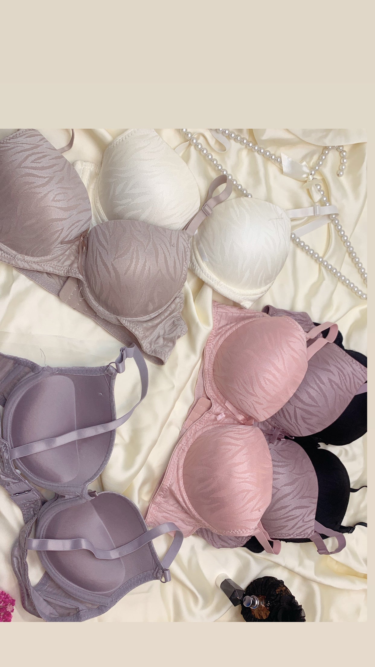 Self Pattern Double Padded Pushup Wired Bra