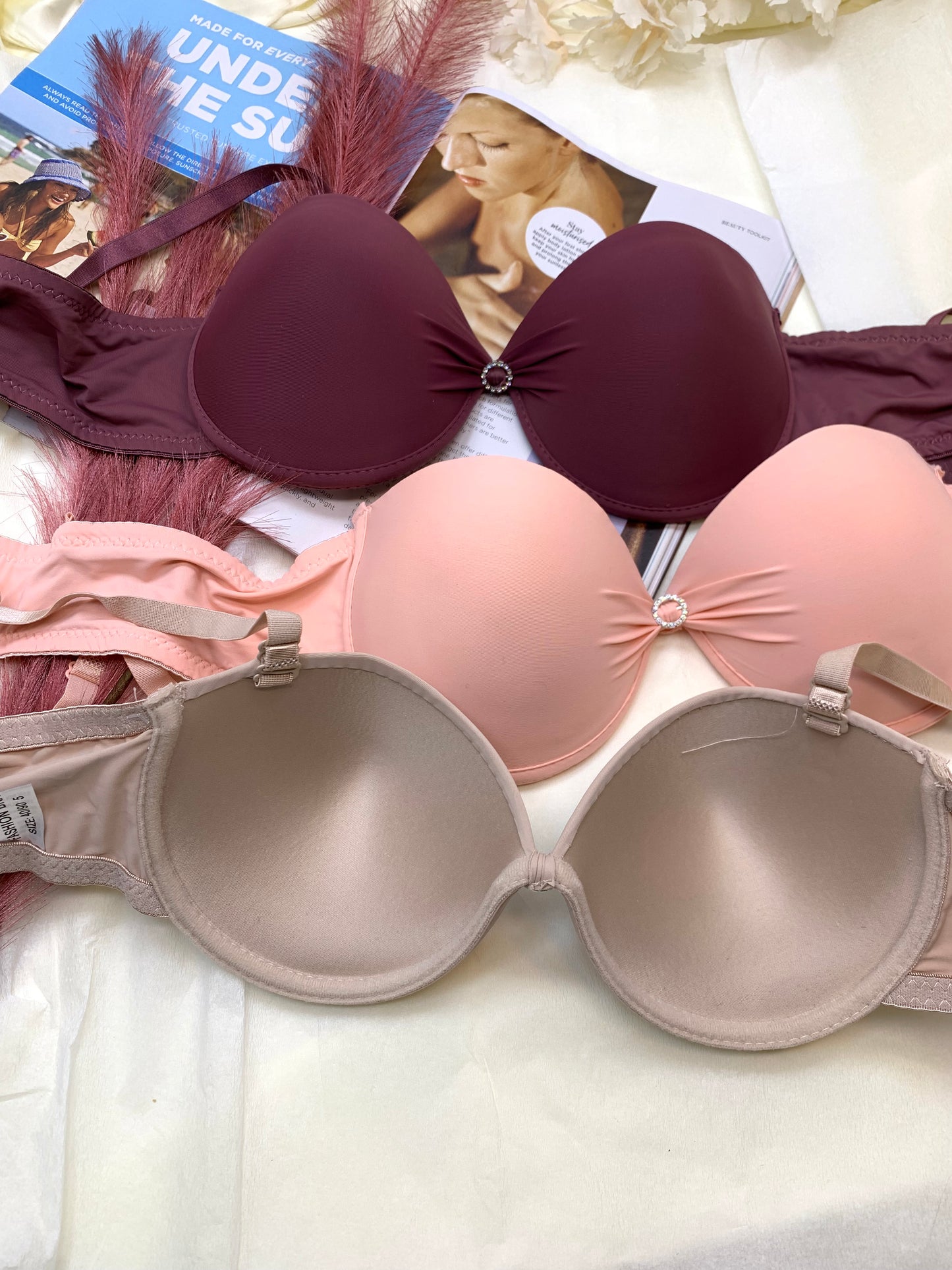 Knot Style Solid Color Single Padded Push-up Bra