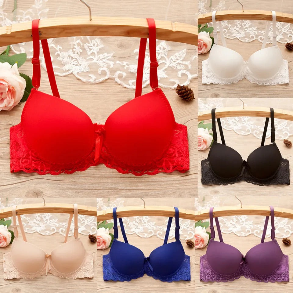 Padded Pushup Underwire Bra With Lace Straps