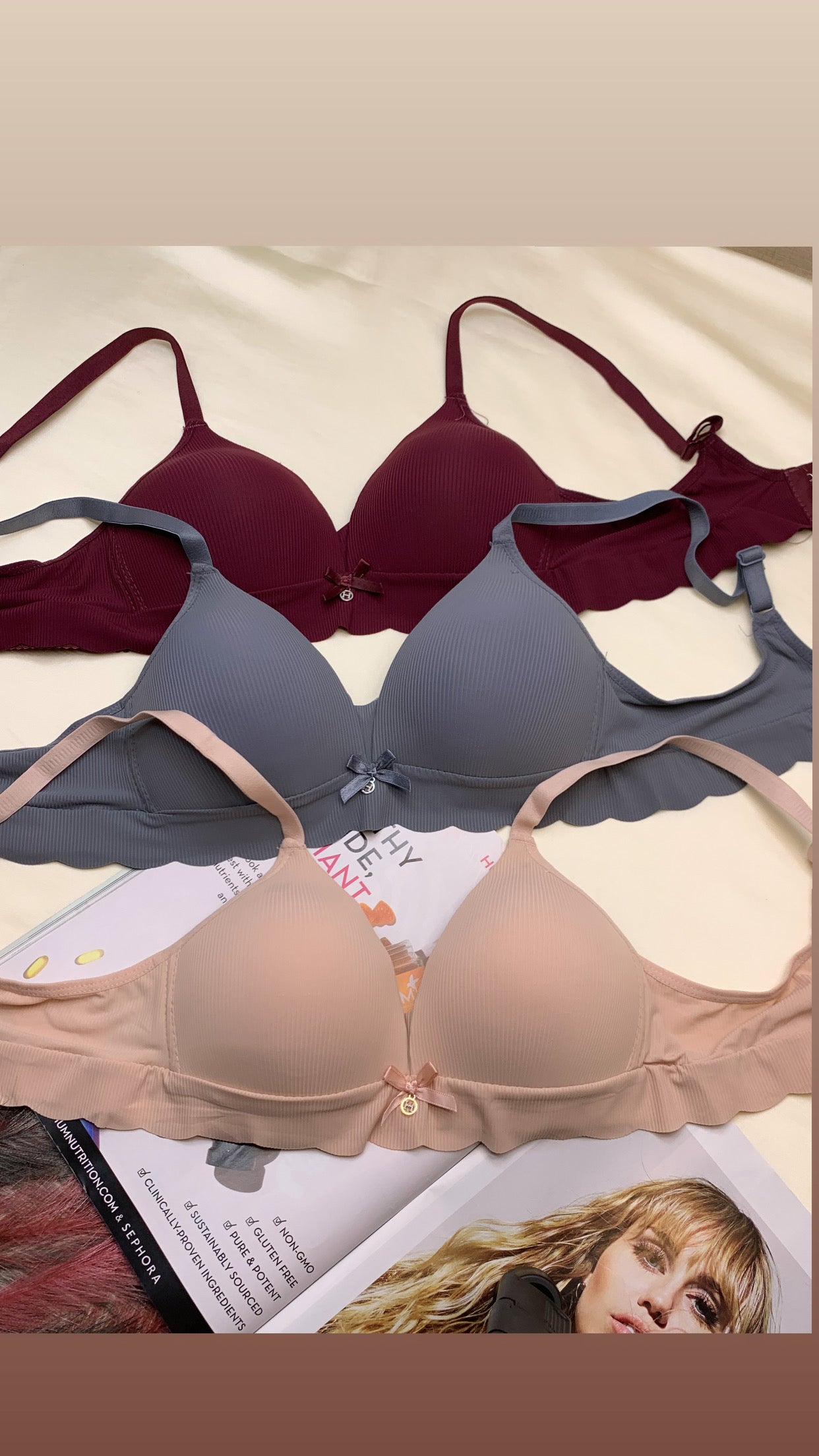 (32-38)b size Daily wear Thin-Pad Non-Wired Seamless Bra(802)(159)