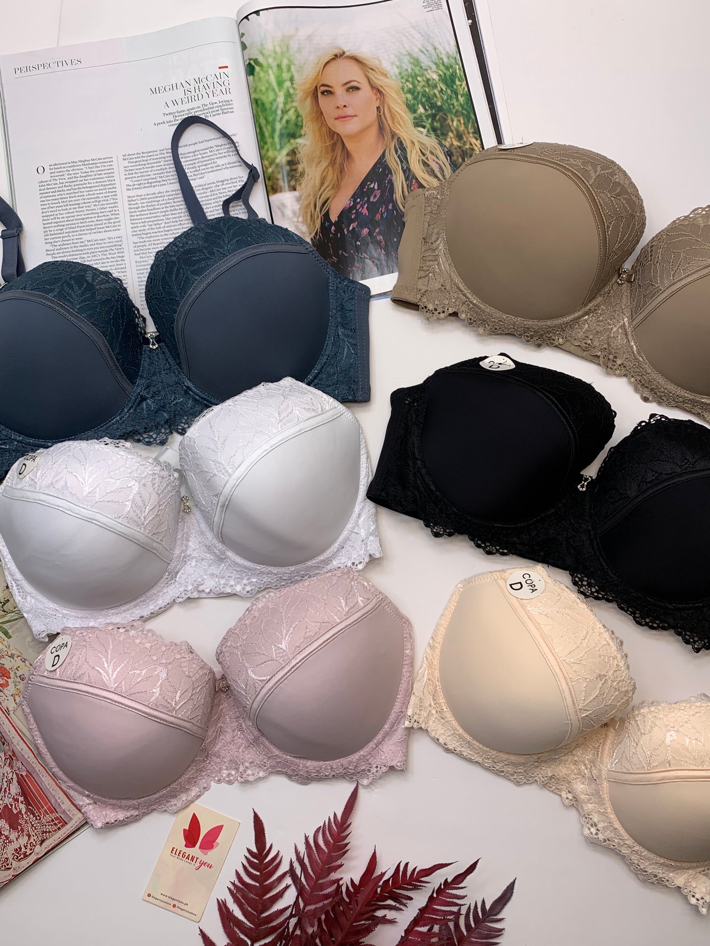 D Cup Size Light Padded Under Wire Half cup lace bra