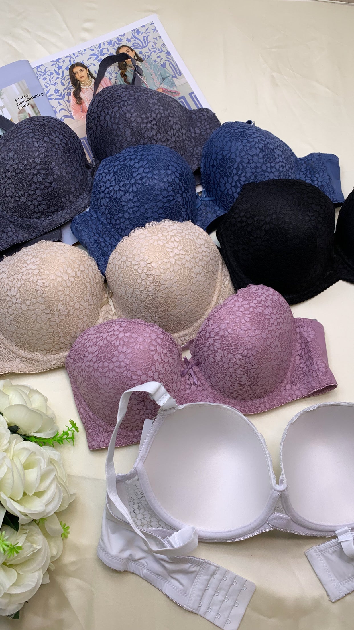 C Cup Size Light Pad Under Wire Flower Pattern Bra 7322c(147)