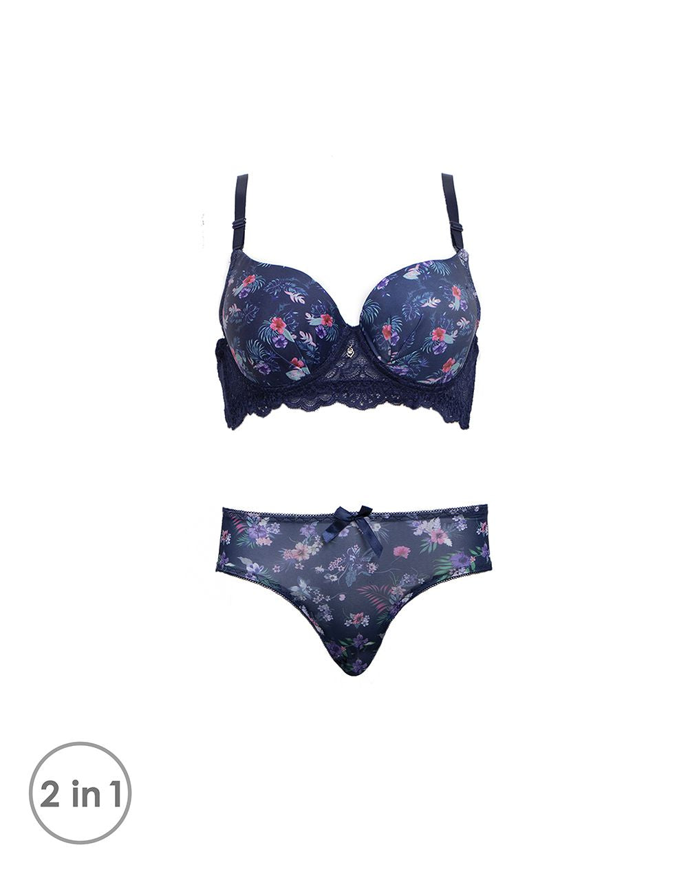 Printed Pushup Underwired Bra and Matching Panty