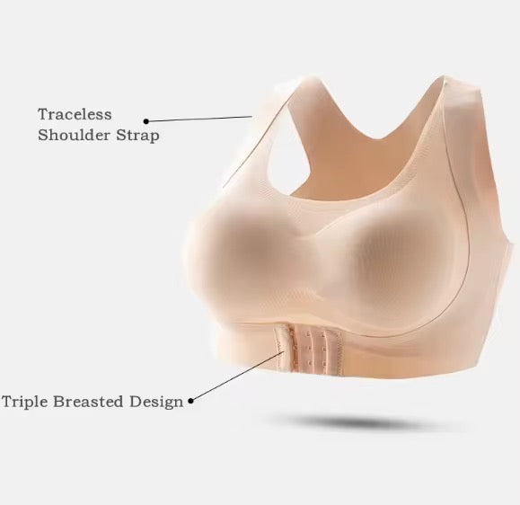 Women Plain Seamless Cross Posture Correction Back Straighter Bra