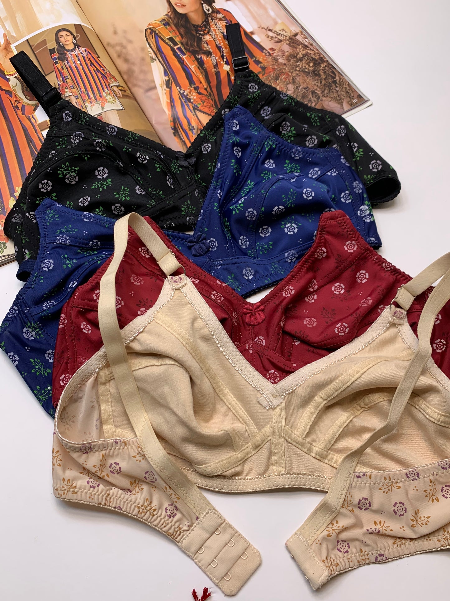 Flower Print Jersy Non Pad Non Wire Bra