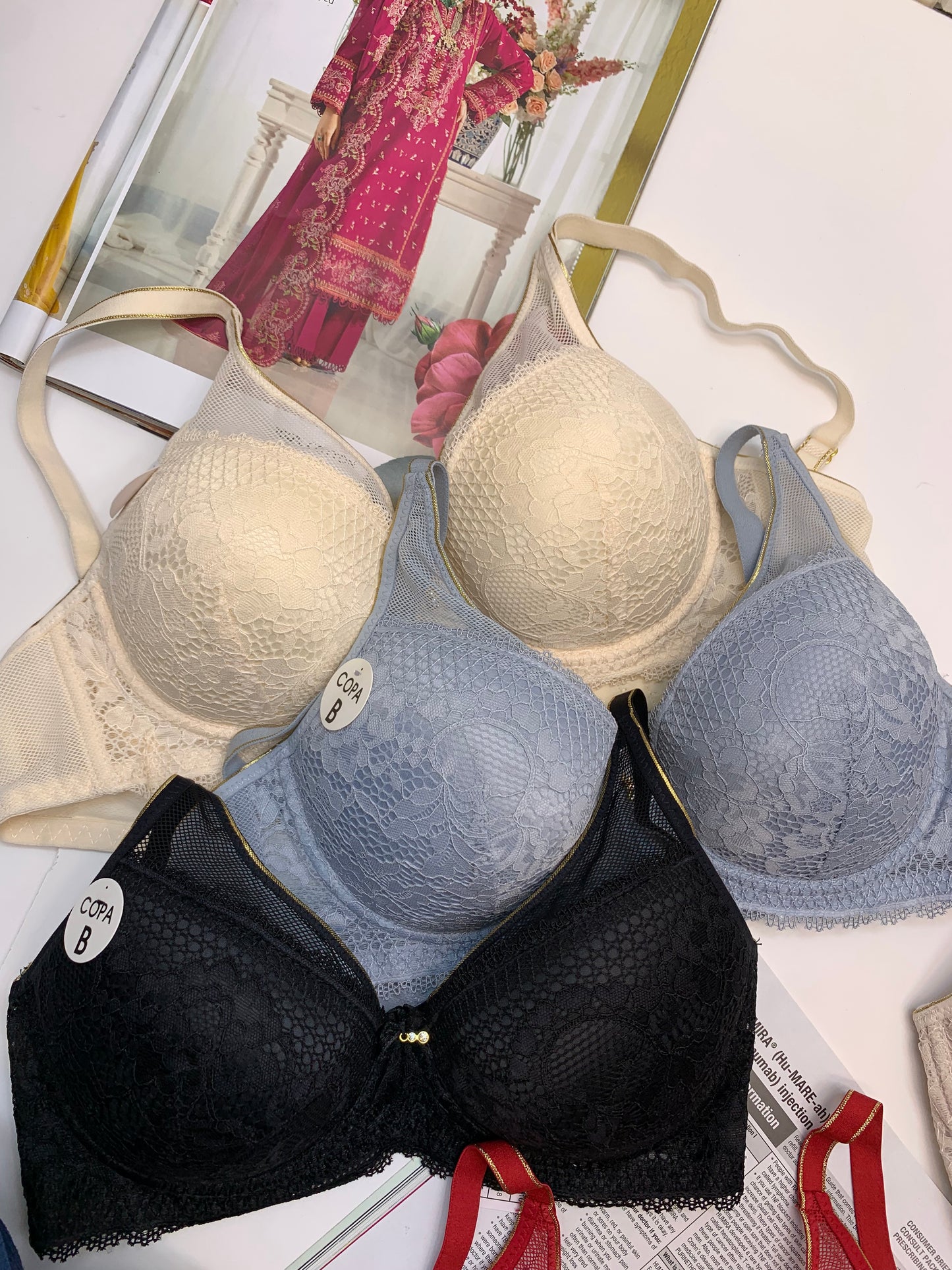 (34-40)B/C Elegant Single Padded Push-up Lace Bridal Bra (142)