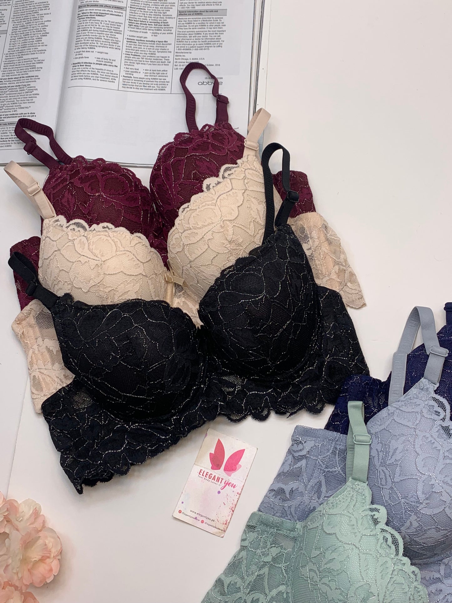 Elegant Padded Push-up Lace Bridal Bra (162)