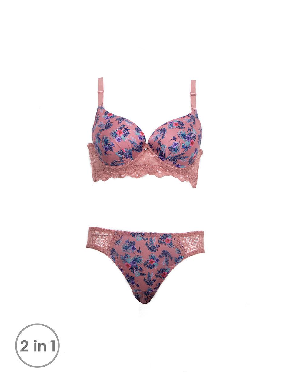 Printed Pushup Underwired Bra and Matching Panty