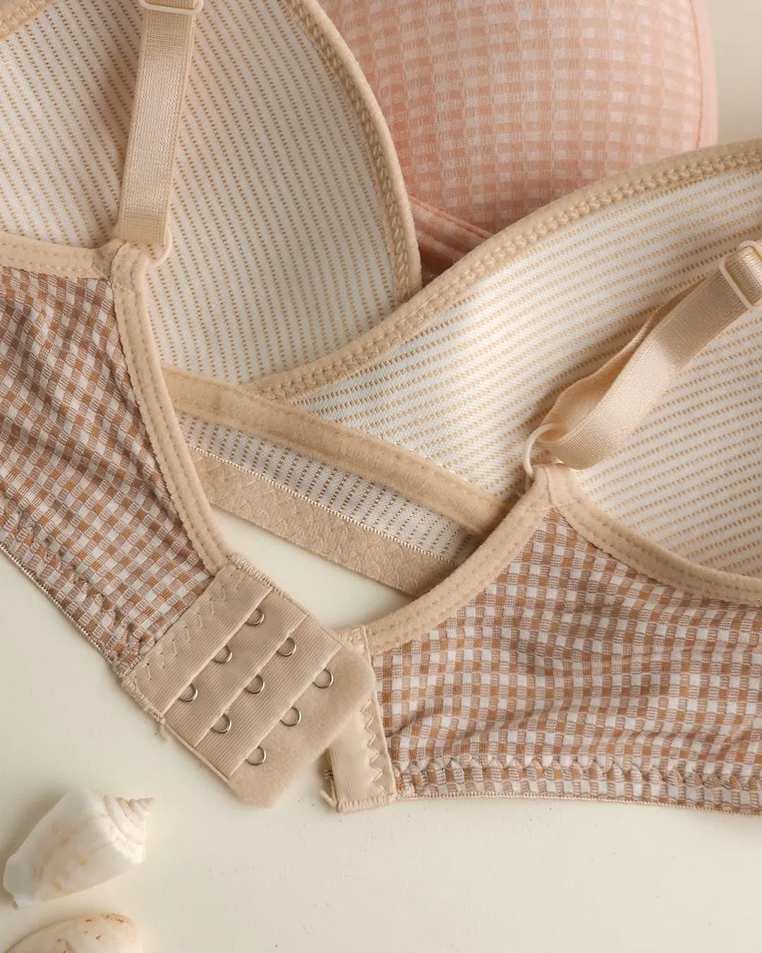 Check Design Daily wear Thin-Pad Non-Wire Bra