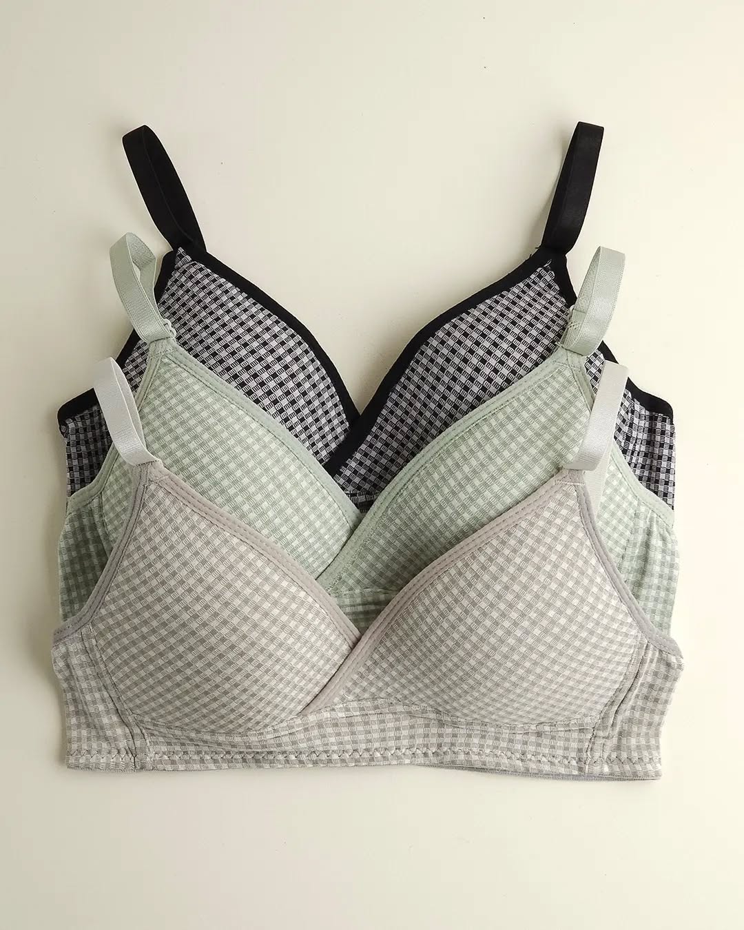 Check Design Daily wear Thin-Pad Non-Wire Bra
