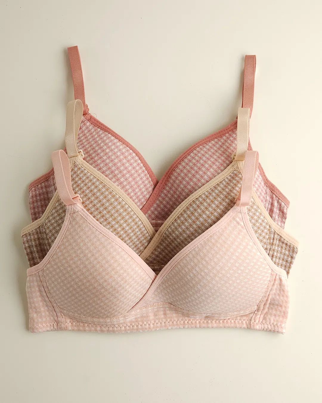 Check Design Daily wear Thin-Pad Non-Wire Bra