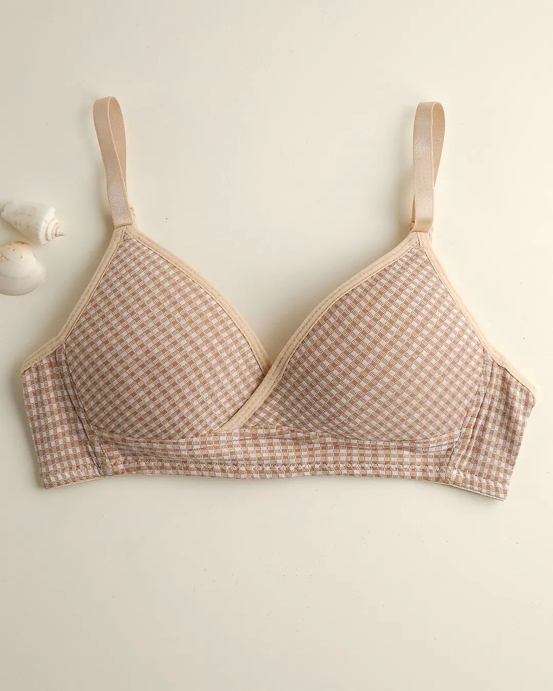 Check Design Daily wear Thin-Pad Non-Wire Bra
