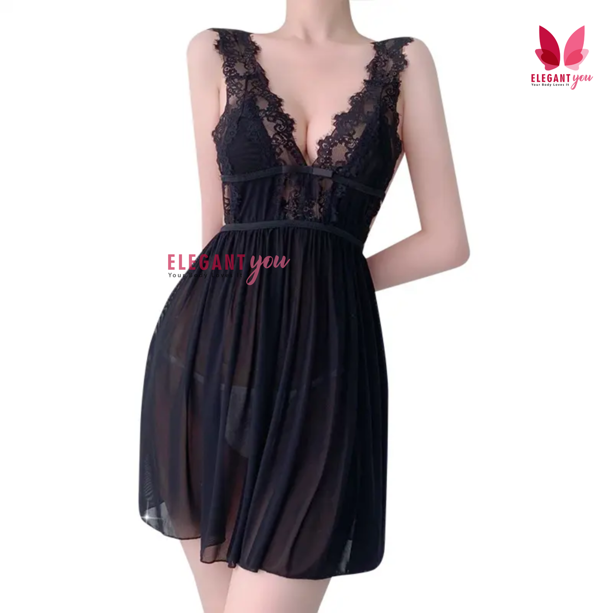 Lacy Wide StrapsFront & Back open Baby Doll Nighty (9019)(C8-R5)
