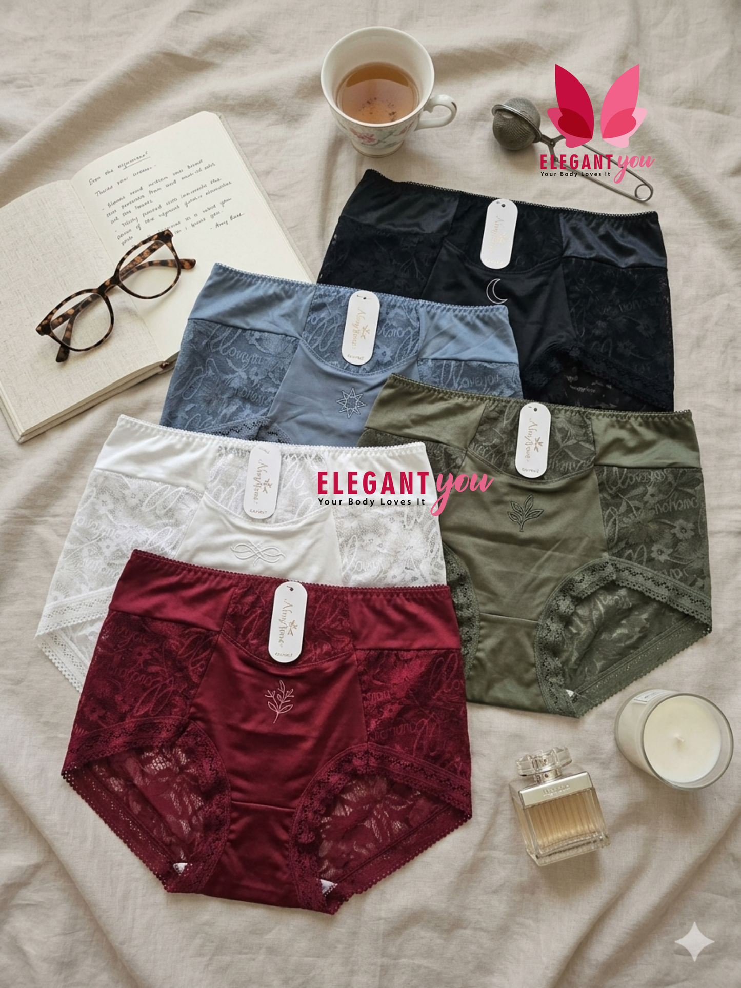 "I Love You" Embroidery Under wears(097)