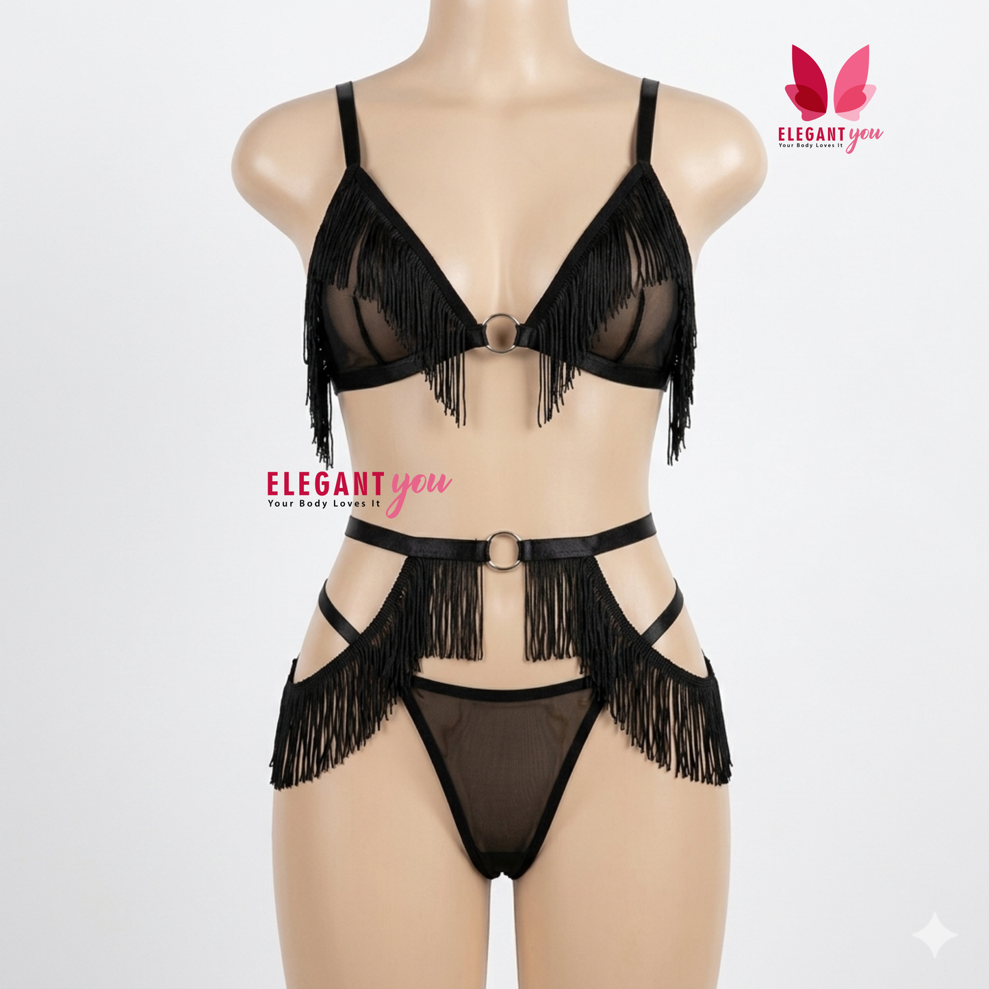 (38-42)Women 3-Piece Fringe Tassel Garter Set