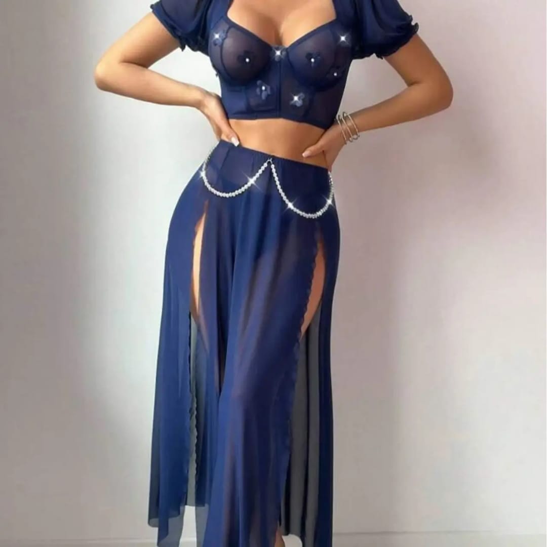(34-40)Exquisite Lace Halter See Through (W)