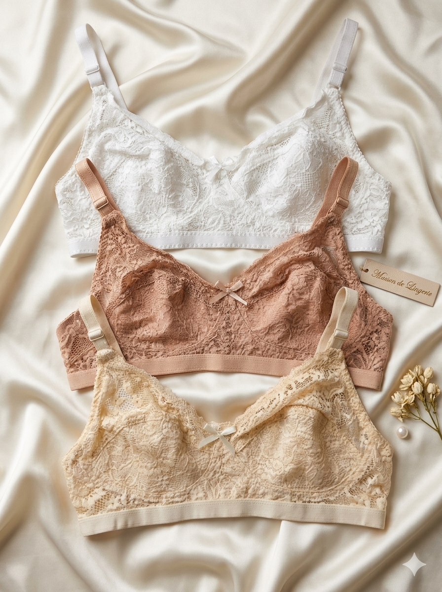 Pack of 3 Elegant Cotton Net Bras