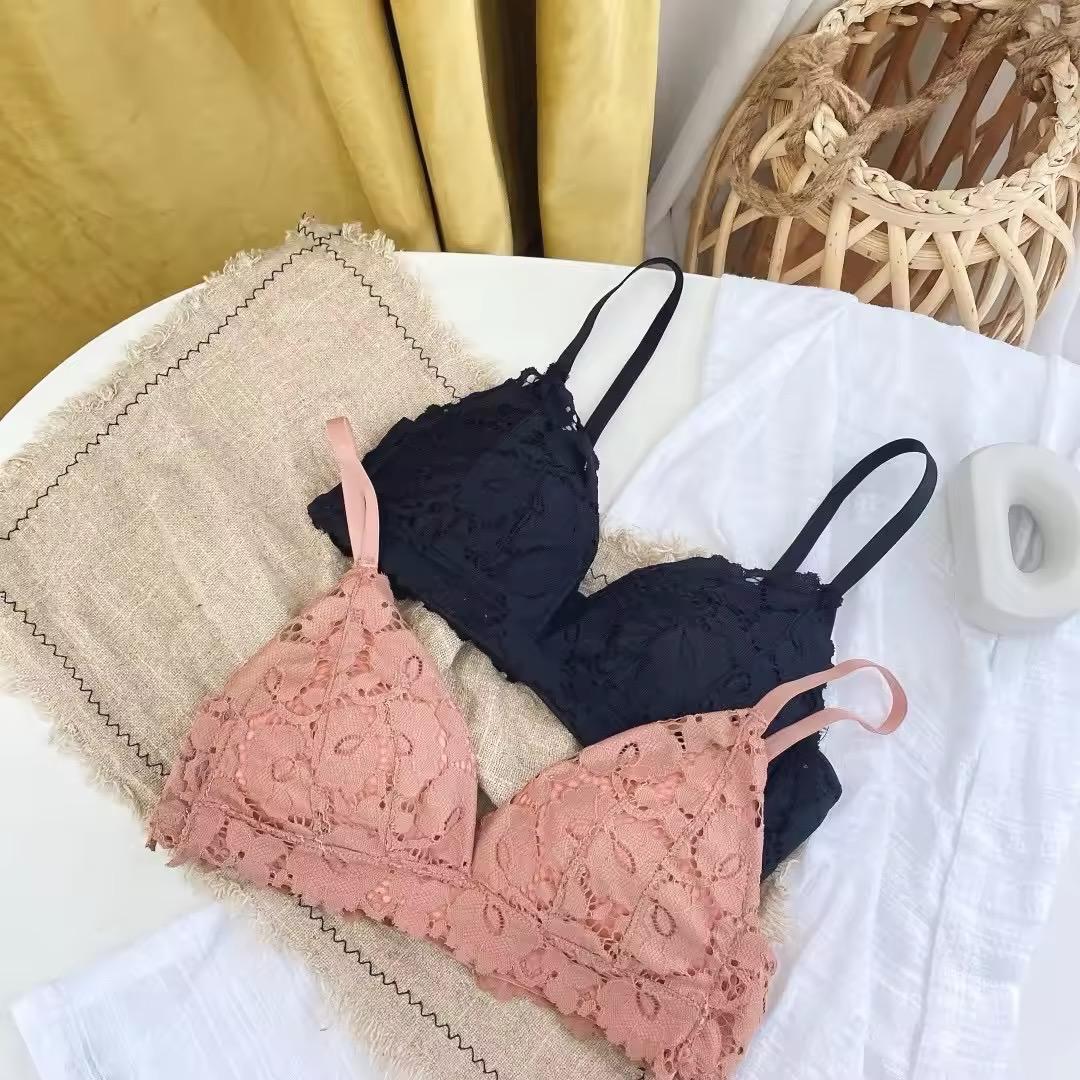 Elegant Triangle Shape Floral Bralette Set