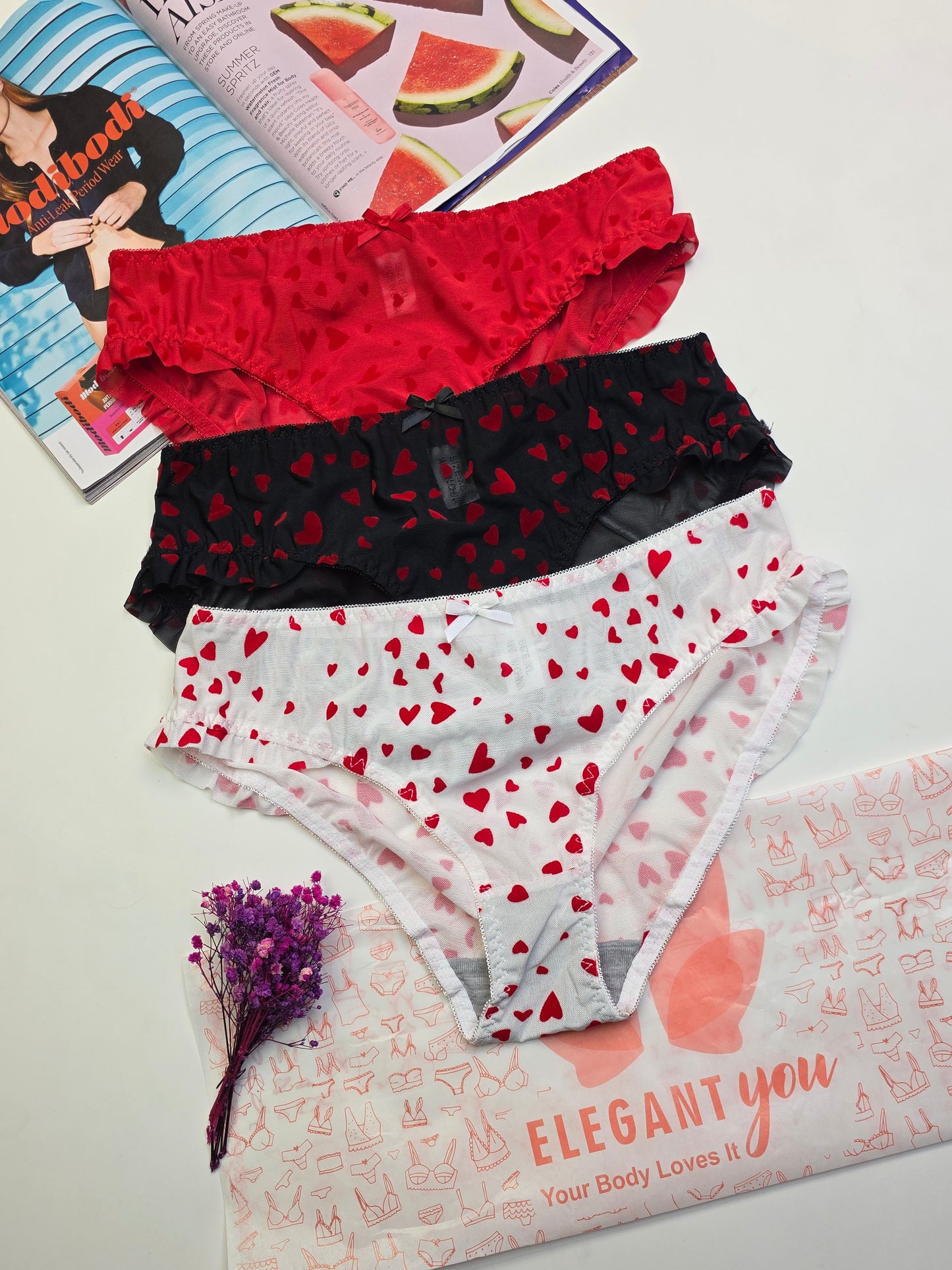 (36-42)C Lacy Heart Deisgn Bra Panty Set