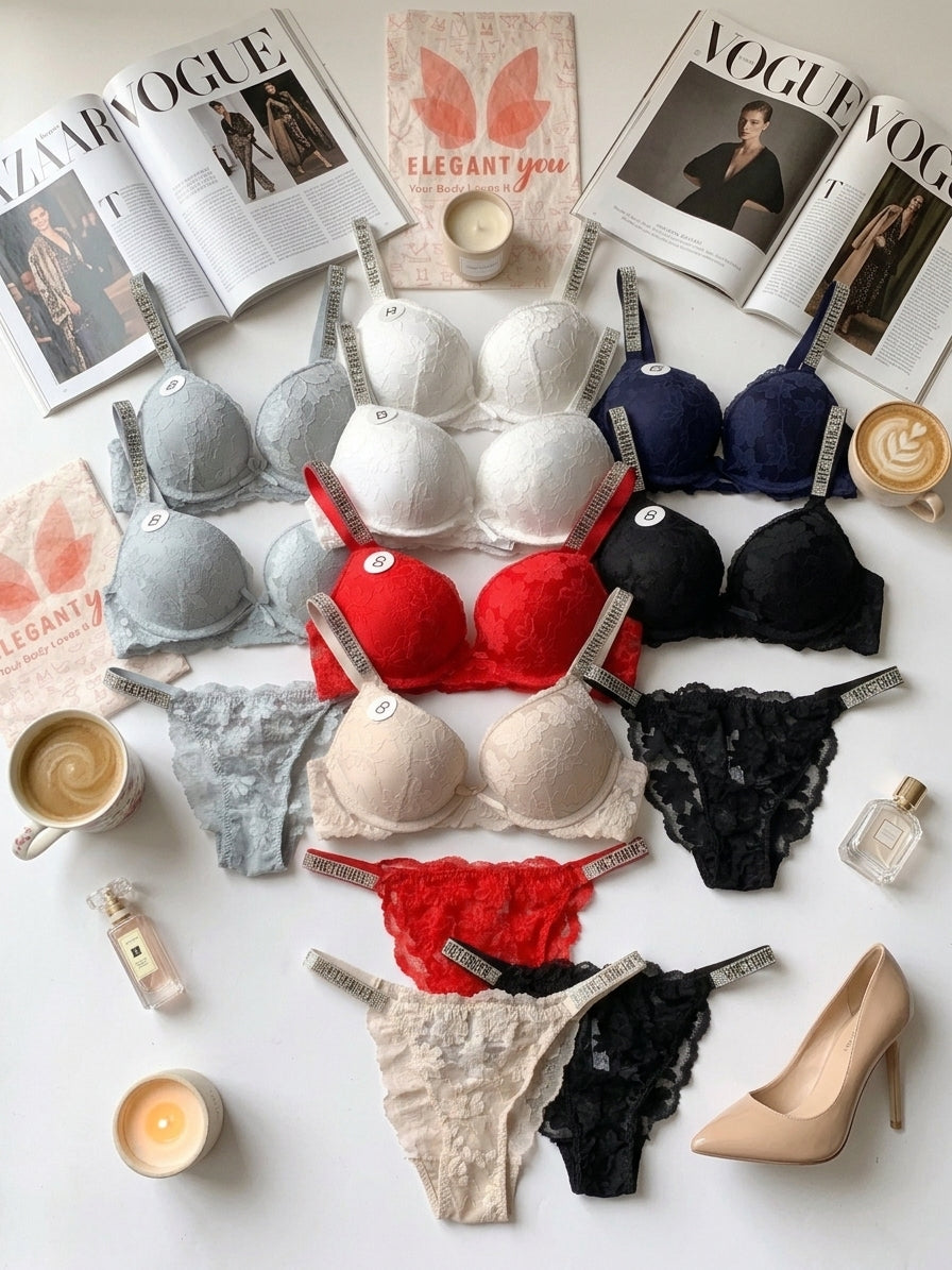 (34-40)B Elegant Double Padded Pushup Lacy Bra^