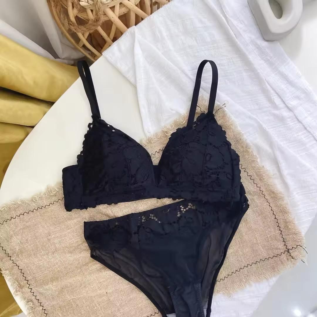 Elegant Triangle Shape Floral Bralette Set