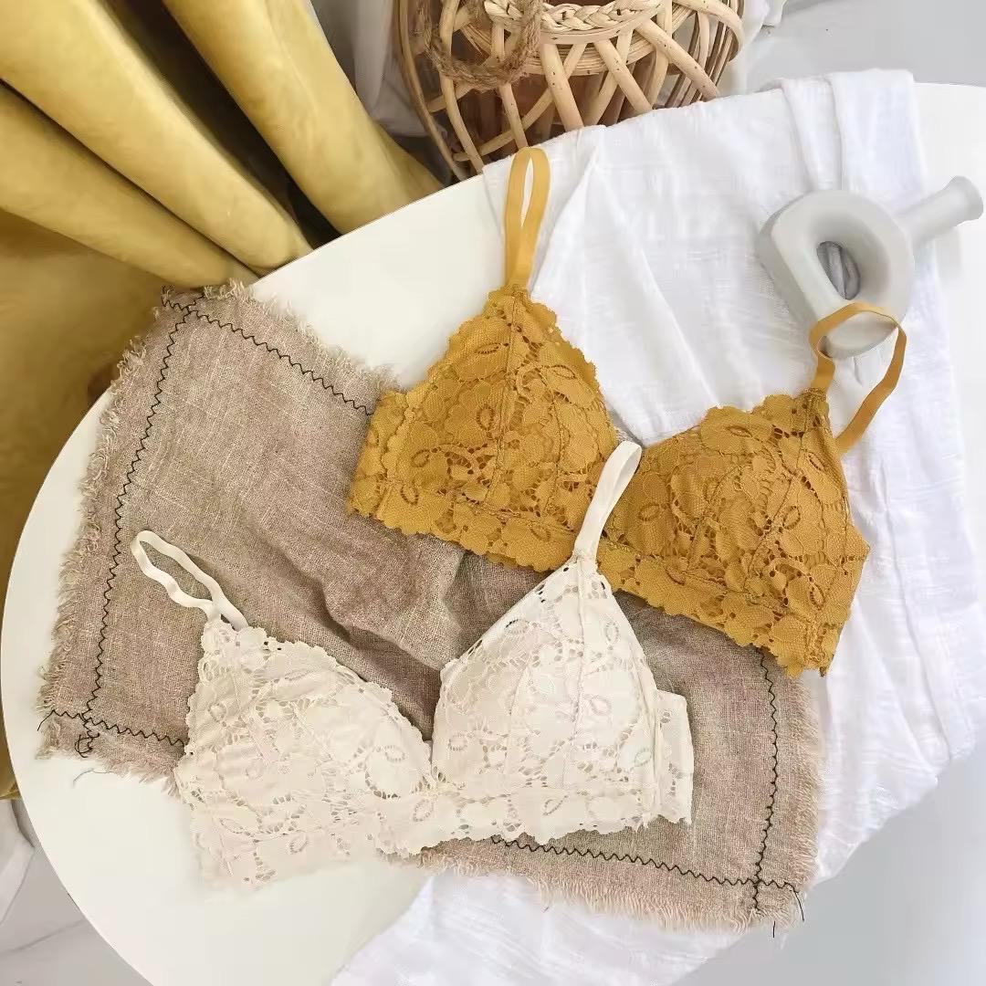 Elegant Triangle Shape Floral Bralette Set
