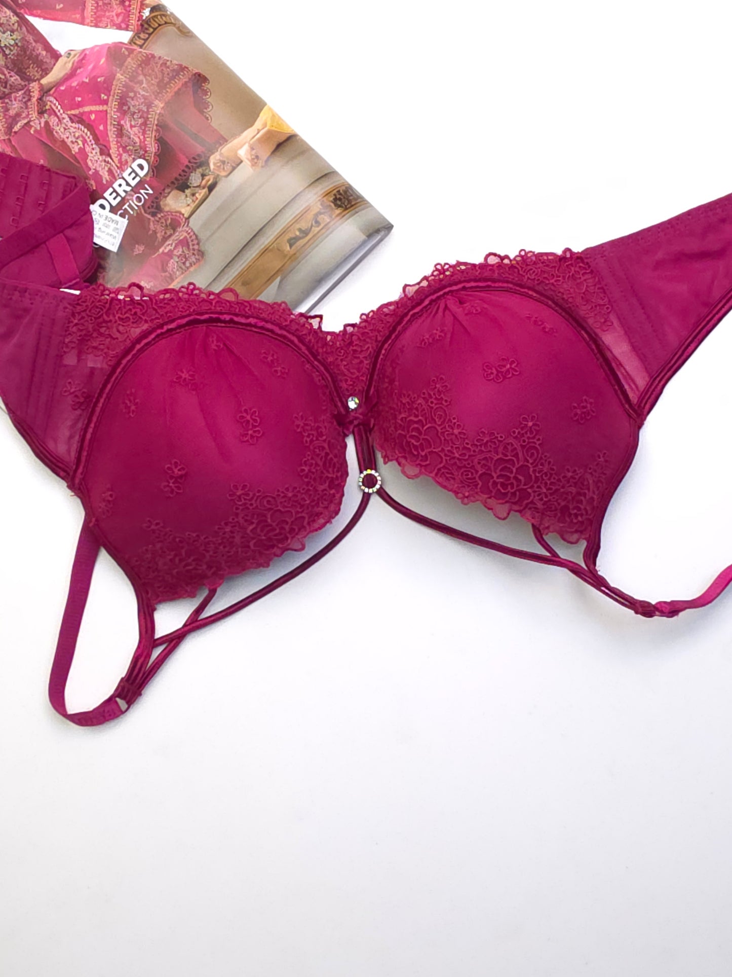 (36-42)C Double Strip Demi Cup Push-up Underwire Bra (176)