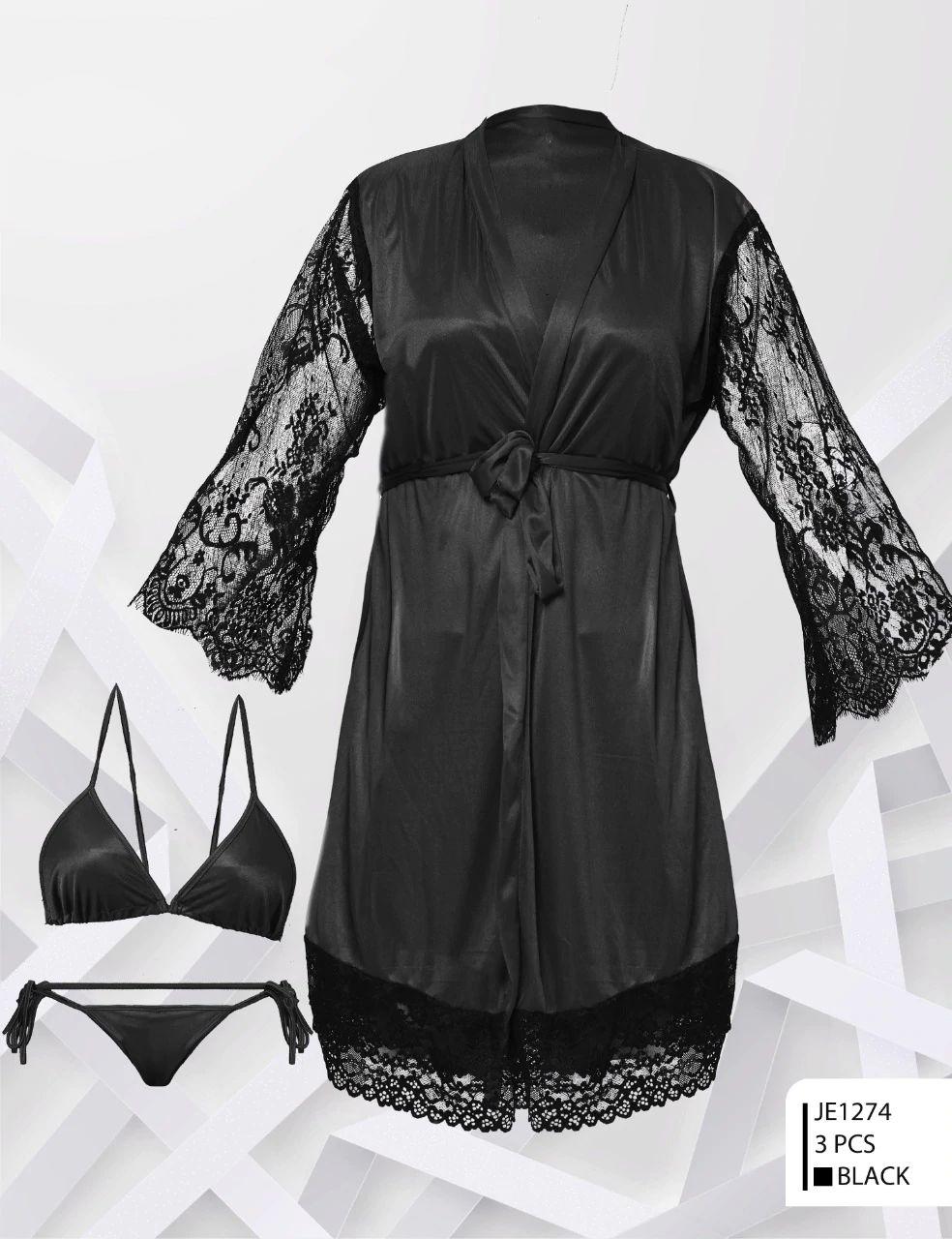 Elegant Lacy Sleeves Gown with Bikini set JE1274
