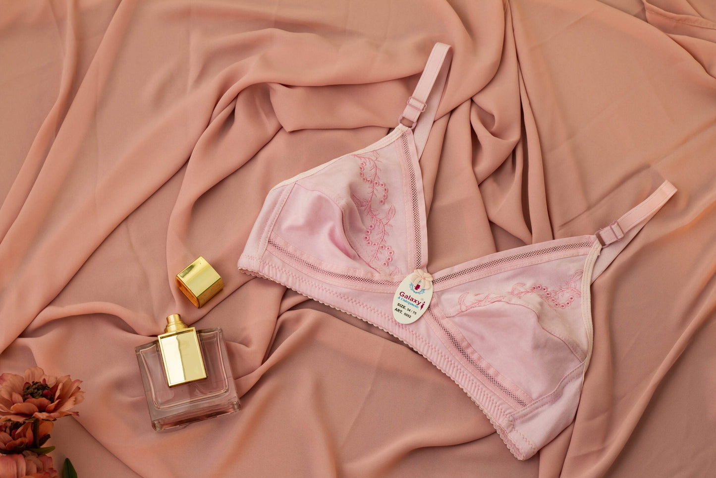 Cotton Spandex Self Embroidery Bra