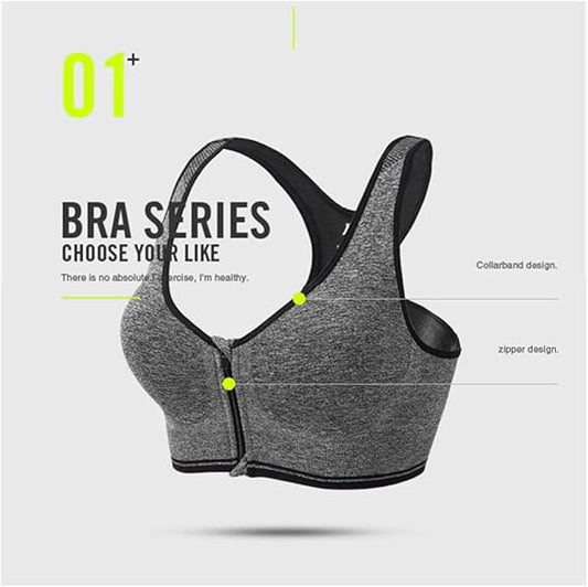 Front Zipper Sports Bra For Gym and Yoga