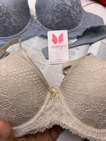 Elegant Single Padded Push-up Lace Bridal Bra